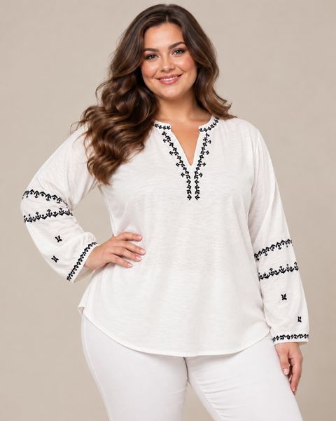 Immagine di CASUAL SMART FINE QUALITY BLOUSE WITH EMBROIDERY